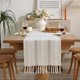 thumbnail image 2 of Camino de mesa beige crema Camino de mesa bohemio con borlas Camino de mesa estilo rústico para cena, fiesta, vacaciones, comedor, tocador, 38 x 183 cm, 2 of 5