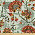 thumbnail image 2 of Ambesonne Floral Boho Fabric by the Yard Upholstery, Traditional Asian Bloom, 3 Yards, Dark Pink Pale Grey, 2 of 5