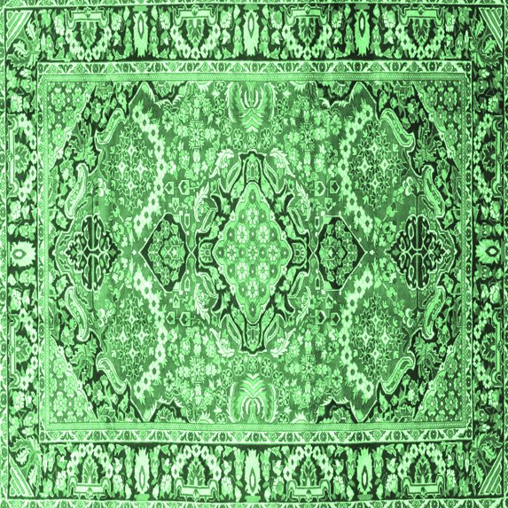 Ahgly Company Indoor Square Persian Emerald Green Traditional Area Rugs, 6' Square
