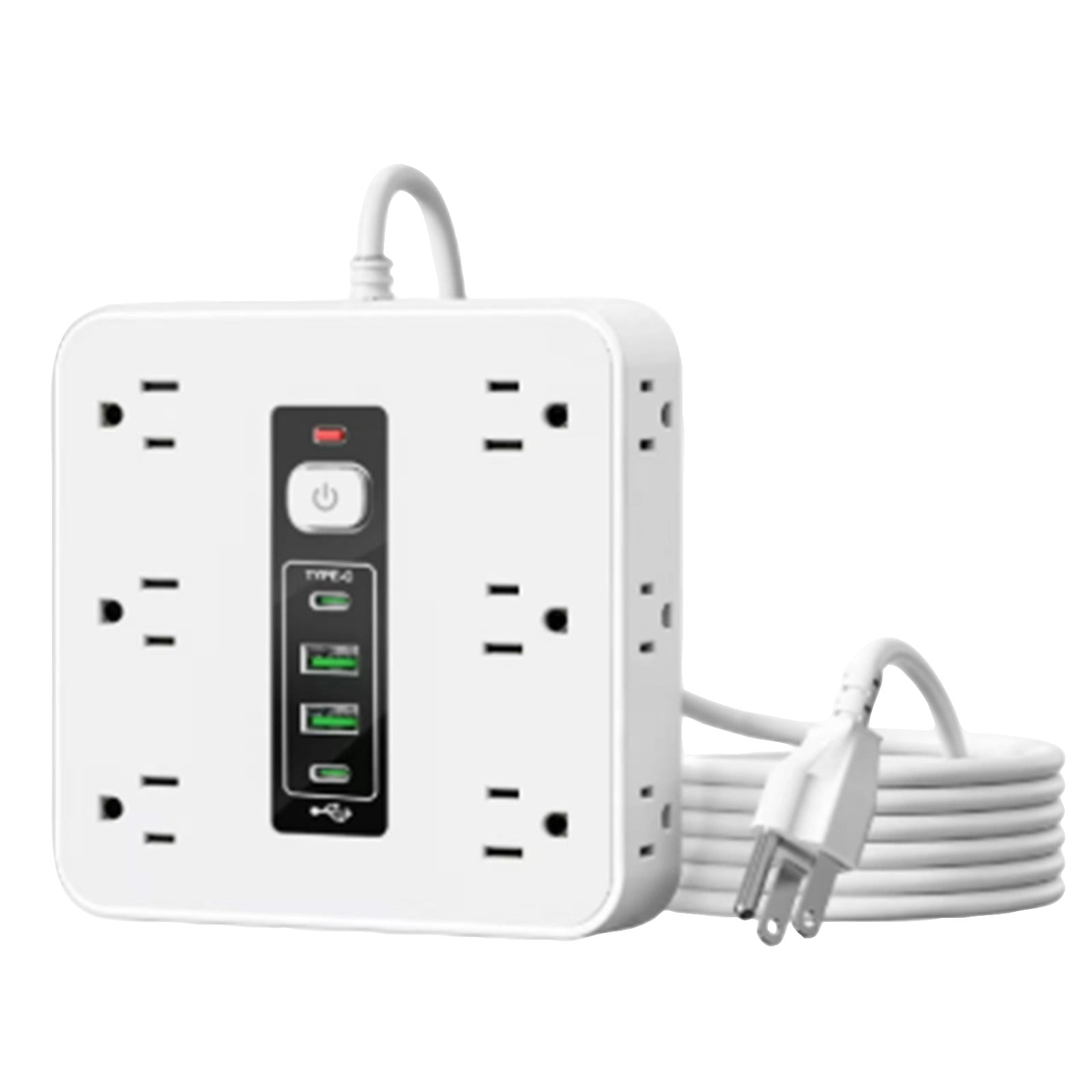 16-In-1 Surge Protector Power Strip With 12 Outlets, 2 Usb-C & 2 Usb-A Ports, 6.6Ft Extension Cord, Wall/Desktop Mountable, Portable For Home Office Travel