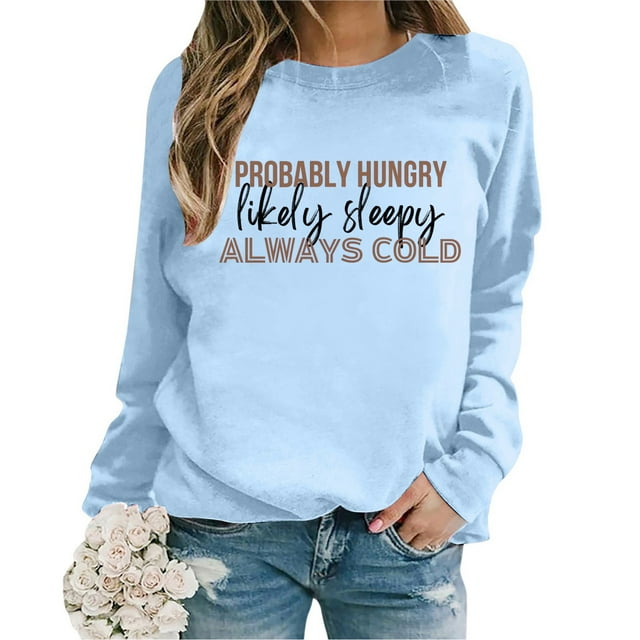 Chandail en Molleton Oversize pour Femmes à Manches Longues Col Rond Imprimé Lettre Léger Blouse Ample Décontractée Confortable Tissu Doux