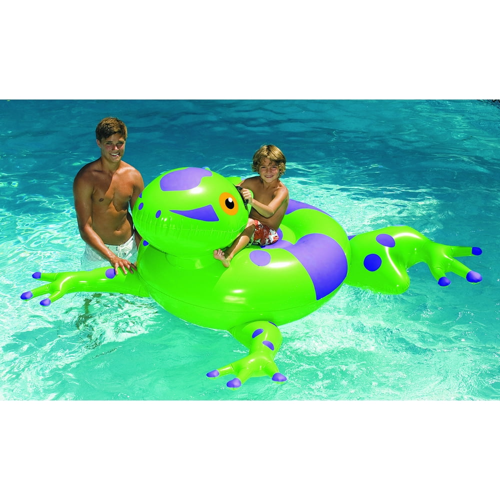 Swimline 90623 Swimming Pool Kids Inflatable Giant Rideable Frog Float Toy 74