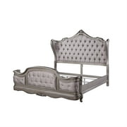 Acme Furniture BD00602EK 89 x 87 x 71 in. Ausonia Eastern Bed, Antique Platinum - King Size