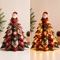 thumbnail image 3 of Quilted Fabric Christmas Tree Decoration, Patchwork Tabletop Xmas Tree with Character Topper, Light-Up & Non-Lit Holiday Centerpiece for Mantel, 3 of 7