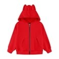 thumbnail image 4 of EnJoCho Kids Zip Up Hoodie - Soli𝖽 Color Ear Hooded Fleece Long Sleeve Jacket for Boys Girls Fall Winter Back-to-School Casual Outerwear, 4 of 4