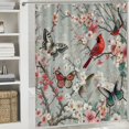 thumbnail image 6 of WERPE Chic Modern Bathroom Decor Cardinals Birds Cherry Flowers Waterproof Shower Curtain Multiple Sizes White, 6 of 7