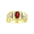 thumbnail image 1 of RYLOS Men's Rings 14K Yellow Gold Ring Classic Designer Style 8X6MM Oval Gemstone & Diamond Ring Garnet Birthstone Rings For Men Size 13, 1 of 7