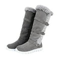 thumbnail image 4 of Dasayo Gray Womens Booties Winter Furry Mid-Calf Fleece Lined Snow Buckles Non Slip Boots Womans Shoes 43, 4 of 9