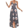 thumbnail image 1 of SMihono Robe Maxi Bohème d'Été pour Femmes Grande Taille Robe Maxi Asymétrique pour Femmes Décontractée à Col en V d'Été à Fleurs Sans Manches Robes de Plage Évasées Robe d'Été, 1 of 8