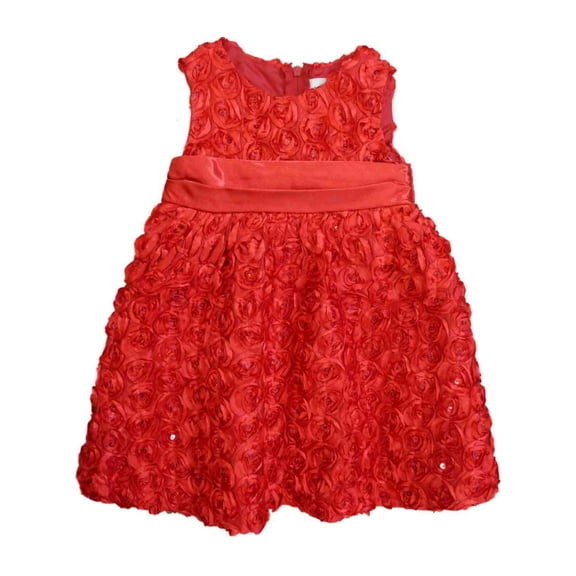 Rare Too! Infant Toddler Girls Red Rosette Party Dress Holiday Sequin Dress 24m