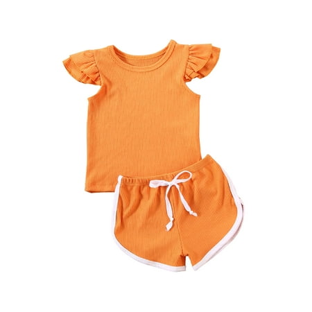 

TheFound 2PCS Toddler Kids Baby Girls Clothes T-shirt Tops Pants Shorts Summer Outfits
