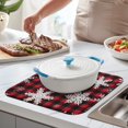 thumbnail image 2 of Red Christmas Snowflake and Plaid Pattern Dish Drying Mat for Kitchen 1 Pack, Ultra Absorbent Microfiber Dishes Drainer Mats,16x18in(41x46cm), 2 of 6