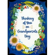 Designer Greetings Wildflower and Berries Border on Deep Blue Grandparent's Day Card for Great-Grandparents
