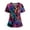 Purple(Maple Leaf Print), variant on Hawaiian Scrub Tops Women Plus Size Maple Leaf Print Nurse Working Uniforms Fashion V Neck Side Slits Scrub Shirt Party Short Sleeve Medical Workwear with Pockets Purple 2XL