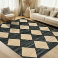 thumbnail image 4 of FairOnly 8'x10'Diamond Pattern Low Pile Stain Resistant Area Rug Modern Geometric Washable Rugs for Bedroom Livingroom,Black Camel, 4 of 7