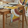 thumbnail image 2 of Table Runner Dresser Scarves 120 Inch Long, Mid Century Abstract Geometric Linen Dining Table Runners Retro, Symbols Art Tabletop Scarf for Wedding Holiday Party Kitchen, 2 of 7