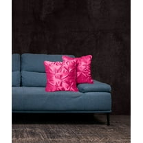 Roch Linen Set of 2 Pintuck Design Throw Pillow Cover ( 16x16 inch) Silky Soft Shiny Decorative Satin Cushion Cover for Bed Sofa Couch !!(Hot Pink)