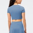 thumbnail image 3 of Women's Solid Color Short Sleeve Yoga T Shirt Compression Fit High Elasticity Ideal For Running And Fitness Loose Casual Tee Women Women's Shirt Long Sleeve Comfort Long Sleeved Tops Womens Fit Mom, 3 of 4