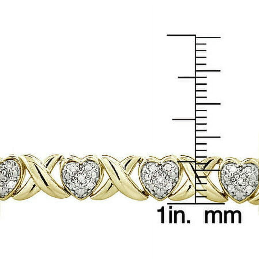 Gold Tone 1/2 Ct Diamond x & Heart Bracelet, Women