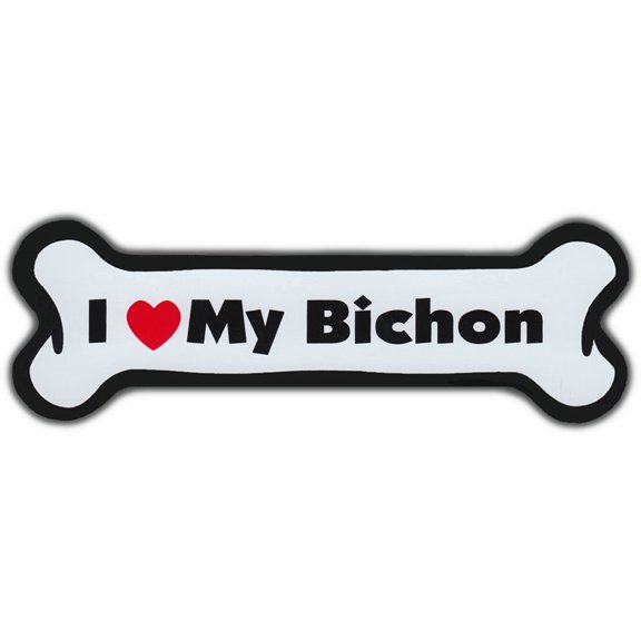 Dog Bone Magnet: I Love My Bichon Frise | Dogs Doggy Puppy | Car Automobile
