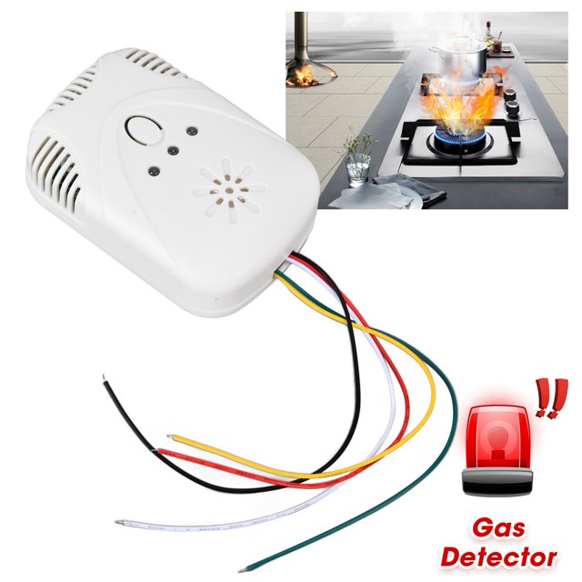 Sensor de gas natural detector de fugas de gas con alarma de luz sonora 10% LEL montado en la pared 12 V de alta sensibilidad para el hogar
