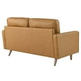 thumbnail image 4 of Loveseat Sofa Couch, Tan, Leather, Mid Century Living Lounge Cafe Lobby Hospitality Restaurant, Modern Contemporary HB34248, 4 of 8