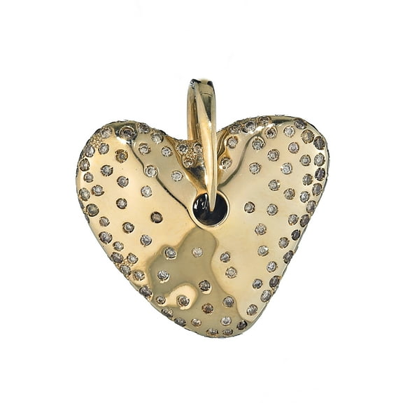 18K Yellow Gold Fancy Ladies Breil Milano Designers Heart Pendant  with  Diamonds 2.50 ct.t.w