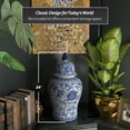 thumbnail image 4 of Red Lantern 24" Floral Blue & White Porcelain Temple Jar, 4 of 8