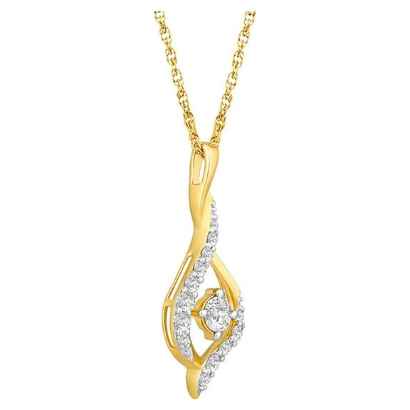 Gold Plated Sterling Silver Round Diamond Fashion Pendant (1/2 cttw, I-J Color, I2-I3 Clarity), 18"