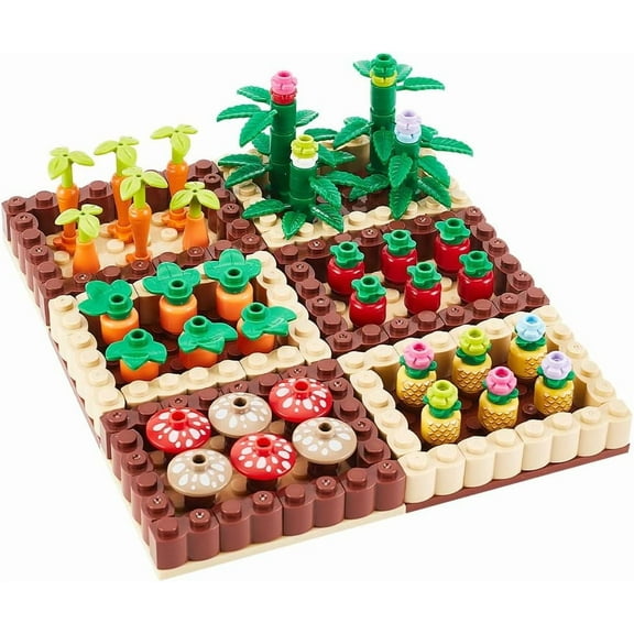Farm Field Building Blocks Plant Building Bricks Kit Orchard Bricks Building Set Landscaping Building Blocks Brick Set DIY Building Set with Grass Flower Leaf