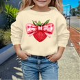 thumbnail image 2 of Byoo Toddler Girls Sweatshirt Valentine Day Strawberry Knot Printing Crew Neck Pullovers Shirt for Children Loose Fit Active Top, 2 of 4