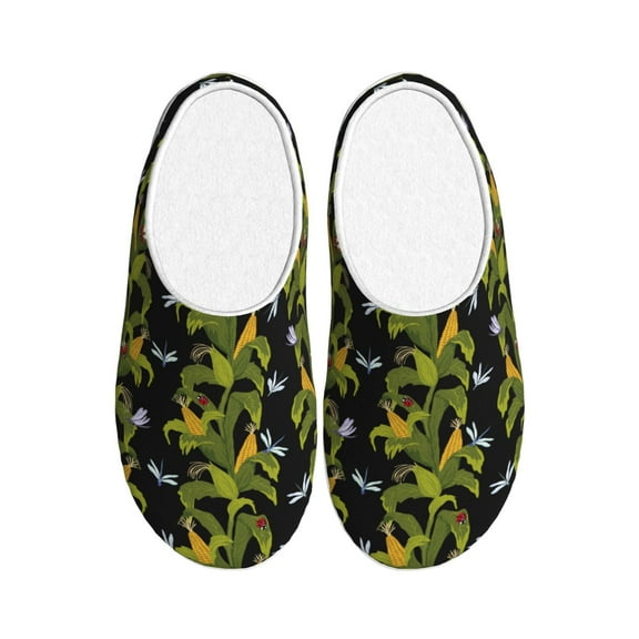 Kdxio Corn And Dragonflies Women's Men's Slippers Plush Slip-On House Slipper for Winter Indoor Soft Cushion Non-slip Fluffy Slides Slippers-35/36