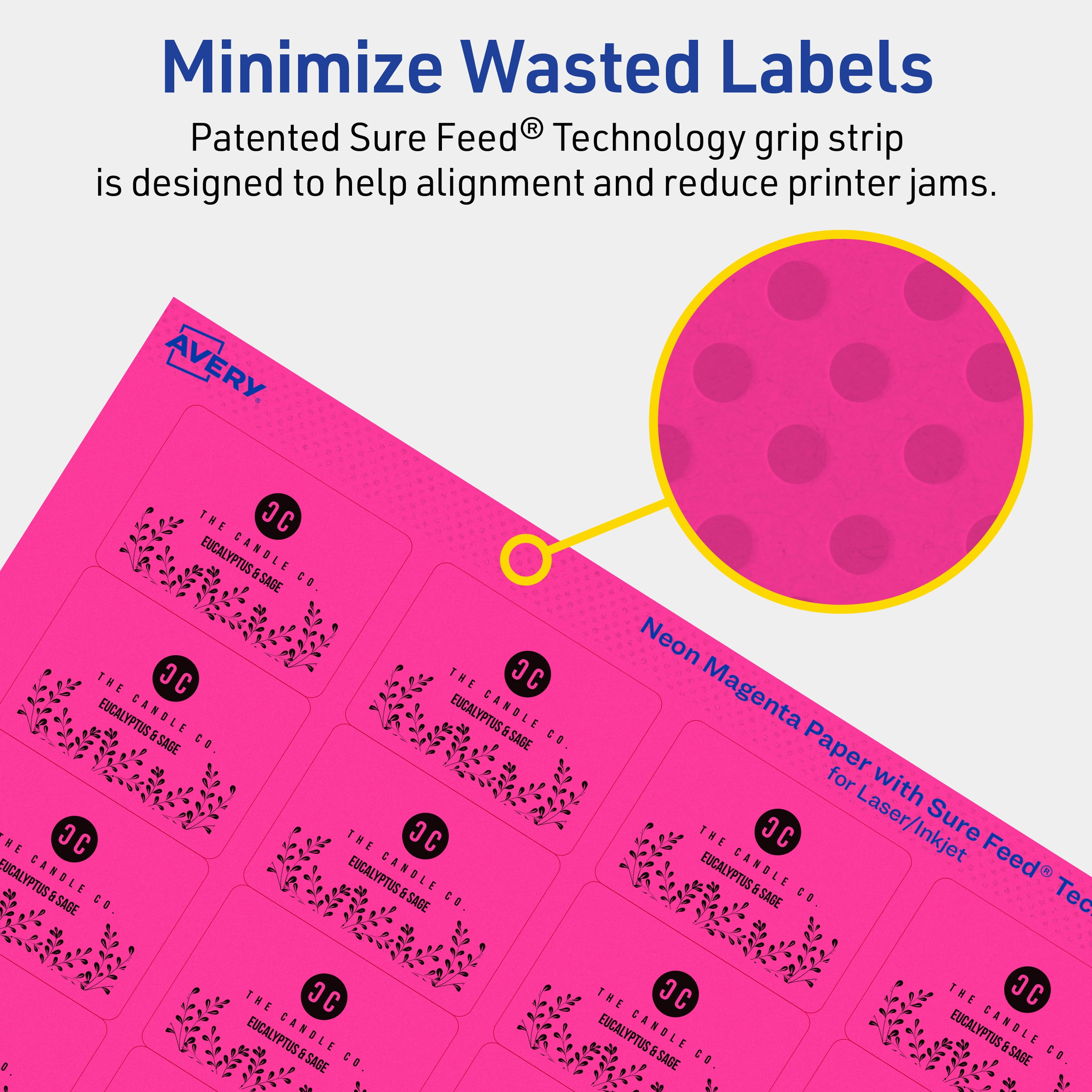 Avery Printable Rectangle Labels, Neon Magenta, 1.25" x 1.75", 640ct