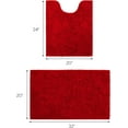 thumbnail image 2 of 2 Pieces Bathroom Rugs, Ultra Soft Non Slip Absorbent Chenille Toilet Bath Mat Set (Red), 2 of 6