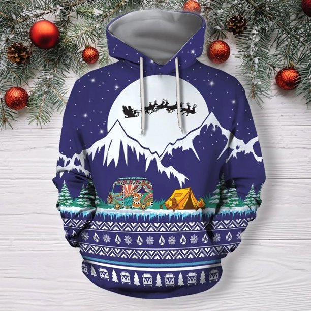 Pntutb Estampado navideño Otoño e invierno Hombres y mujeres Suéter con capucha Suéter suelto Top Pntutb Pntutb-6520