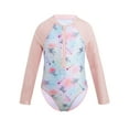 thumbnail image 2 of TiaoBug Kids Girls One Piece Hawaii Palm Trees Swimsuit Long Sleeve Rash Guard Swim Shirt Swimwear Bathing Suit, 2 of 7