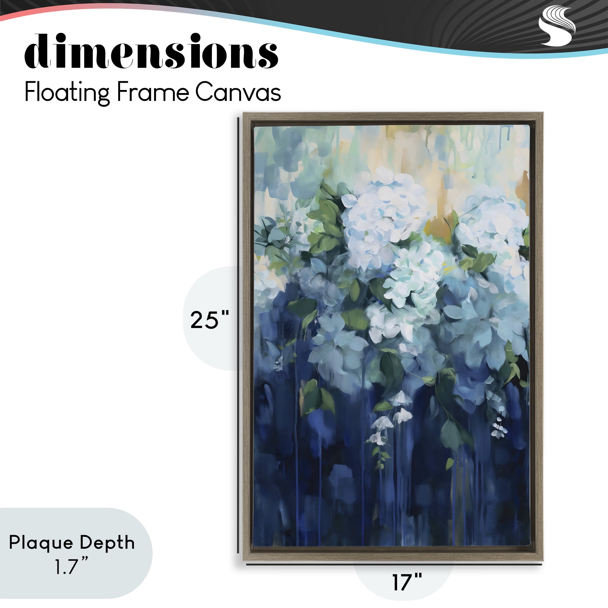 Stupell Industries Lush Blue Hydrangea Abstract Brown Framed Floater Canvas Wall Art, design by Gina Kelly