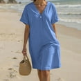 thumbnail image 2 of Summer Dresses For Women 2025 Sevevn Women's Fashion Crewneck Loose Short Sleeve Solid Knee-Length Dress, 2 of 6
