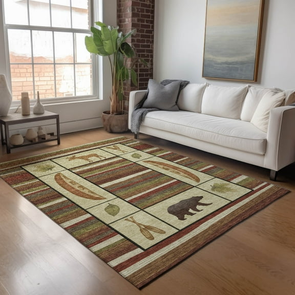 Addison Rugs Mayfield Washable Lodge Stripes/cabin Multi Rectangle Rug, 10' x 14'