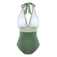 thumbnail image 5 of UPPADA Halter Swim Dress Womens One Piece Solid Color Swimsuit Cute Bathing Suits Tummy Control Cheeky Swimsuits Full Coverage One Piece Swimsuit Army Green,M, 5 of 9