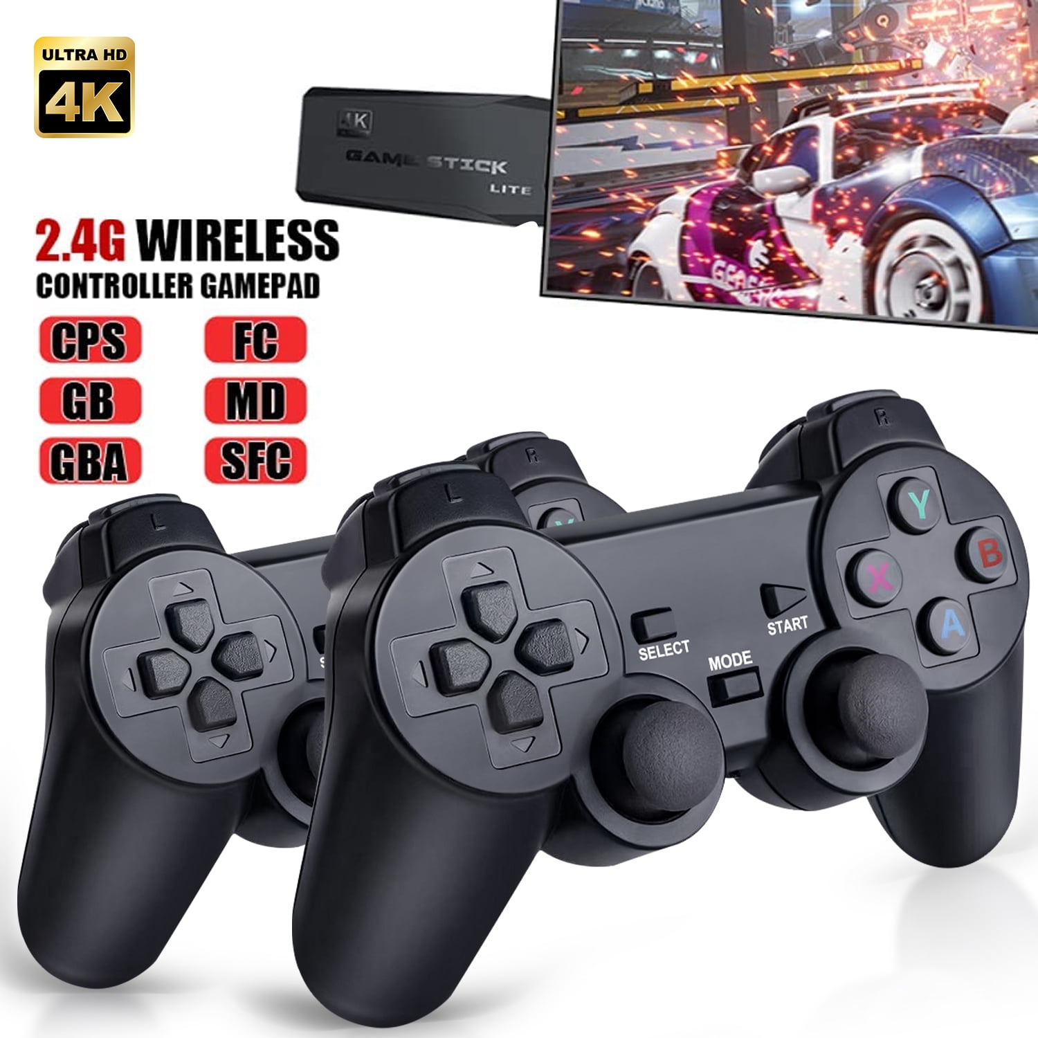 moe ziel Prime Retro Video Game Console with 10888 Games Wireless 4K 64GB Arcade Classic  Game Console with 2 Joysticks Gaming Console and Controller for TV -  Walmart.com