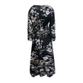 thumbnail image 2 of Gibobby Vestido de manga larga Vestido largo informal de manga larga con cuello redondo y estampado floral elegante para mujer para otoño(Negro,CH), 2 of 4