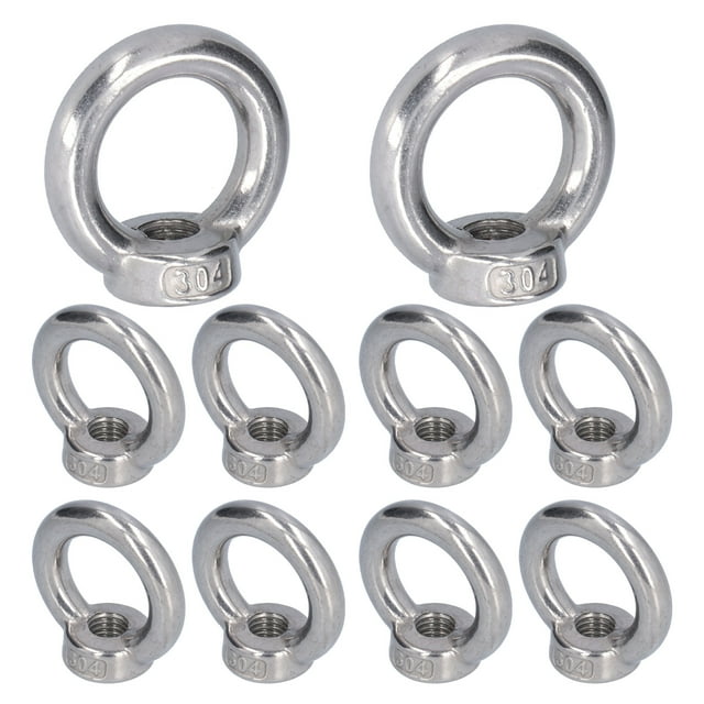Fdit Écrou de Levage Fileté, 10 Pcs Écrou de Levage en Forme d'Anneau en Acier Inoxydable Outils de Fixation pour Machines Forestières, Écrou Anneau
