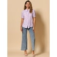 thumbnail image 4 of DARING DIVA Contrast Trim Puff Sleeve Peasant Shirt S Light Purple, 4 of 6