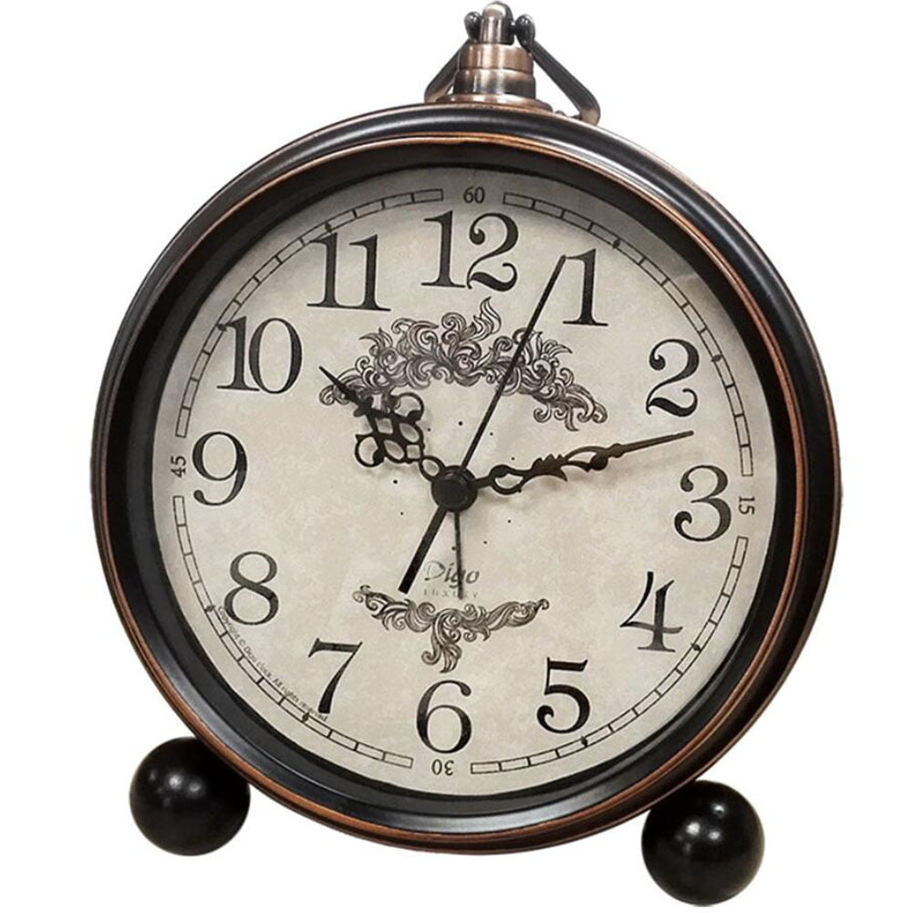 Vintage Retro Old Fashioned Alarm Clock Quiet Non-Ticking Desk Clock ...