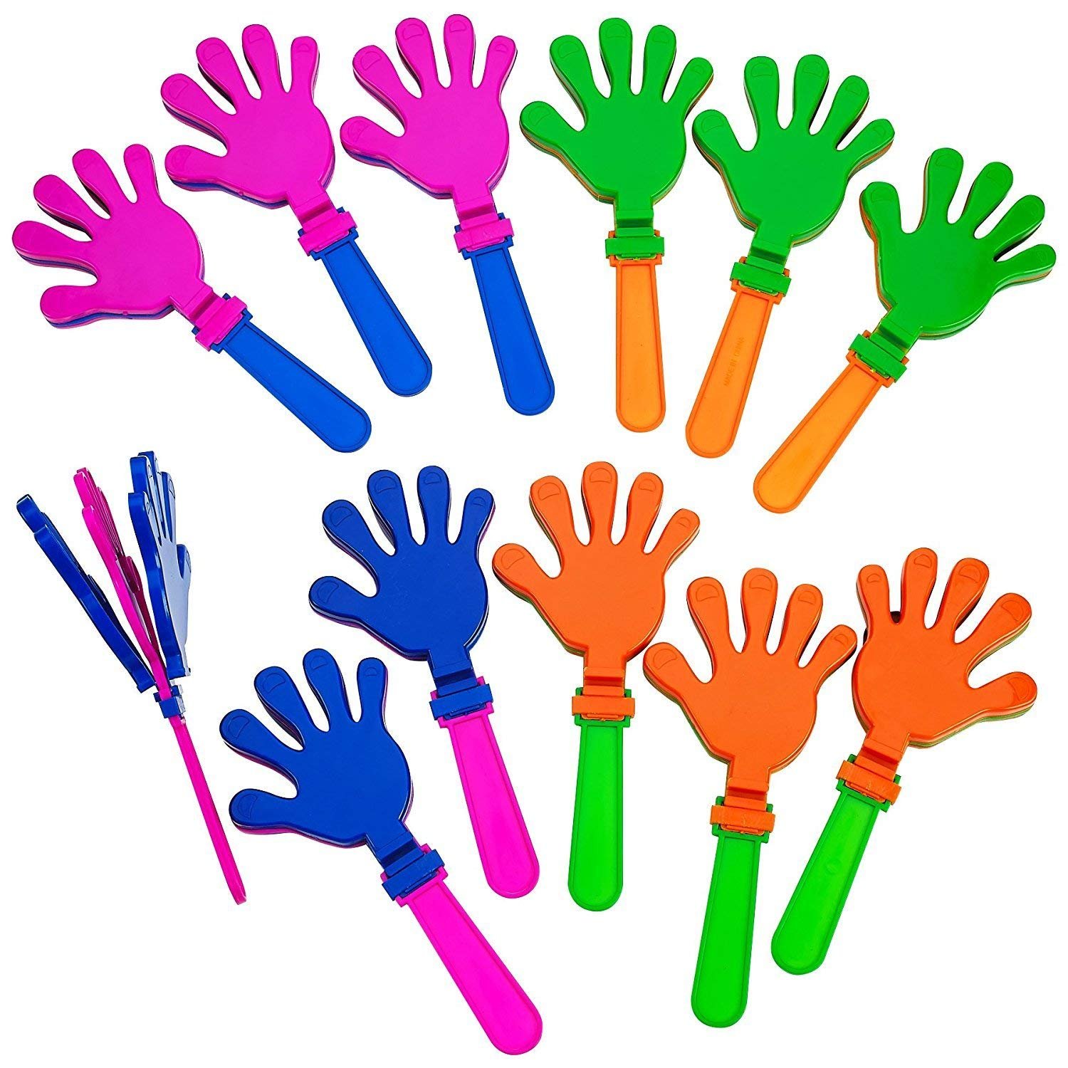 Plastic Hand Clappers 12 Pack Assorted Colors Party Favors Toy For