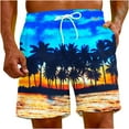 thumbnail image 2 of Pitauce Plus Size Swim Shorts for Men Hawaiian Tropical Print Breathable Quick Dry Board Shorts Elastic Waist Drawstring Bathing Suit with Pocket, 2 of 7