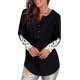 thumbnail image 1 of Blusa de mujer otoño-invierno, escote redondo, detalle de puños de encaje, mangas largas, color liso, negro, talla M, 1 of 5