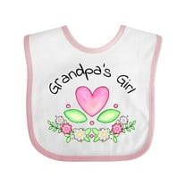 Inktastic Grandpa's Girl Heart Flowers Girls Baby Bib