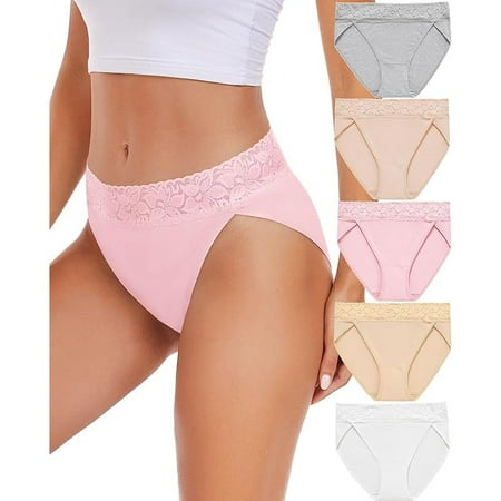 Womens Underwear Cotton Bikini Panties High Cut Lace Panty Stretch Hipster Underpants Ladies Briefs S-XXL